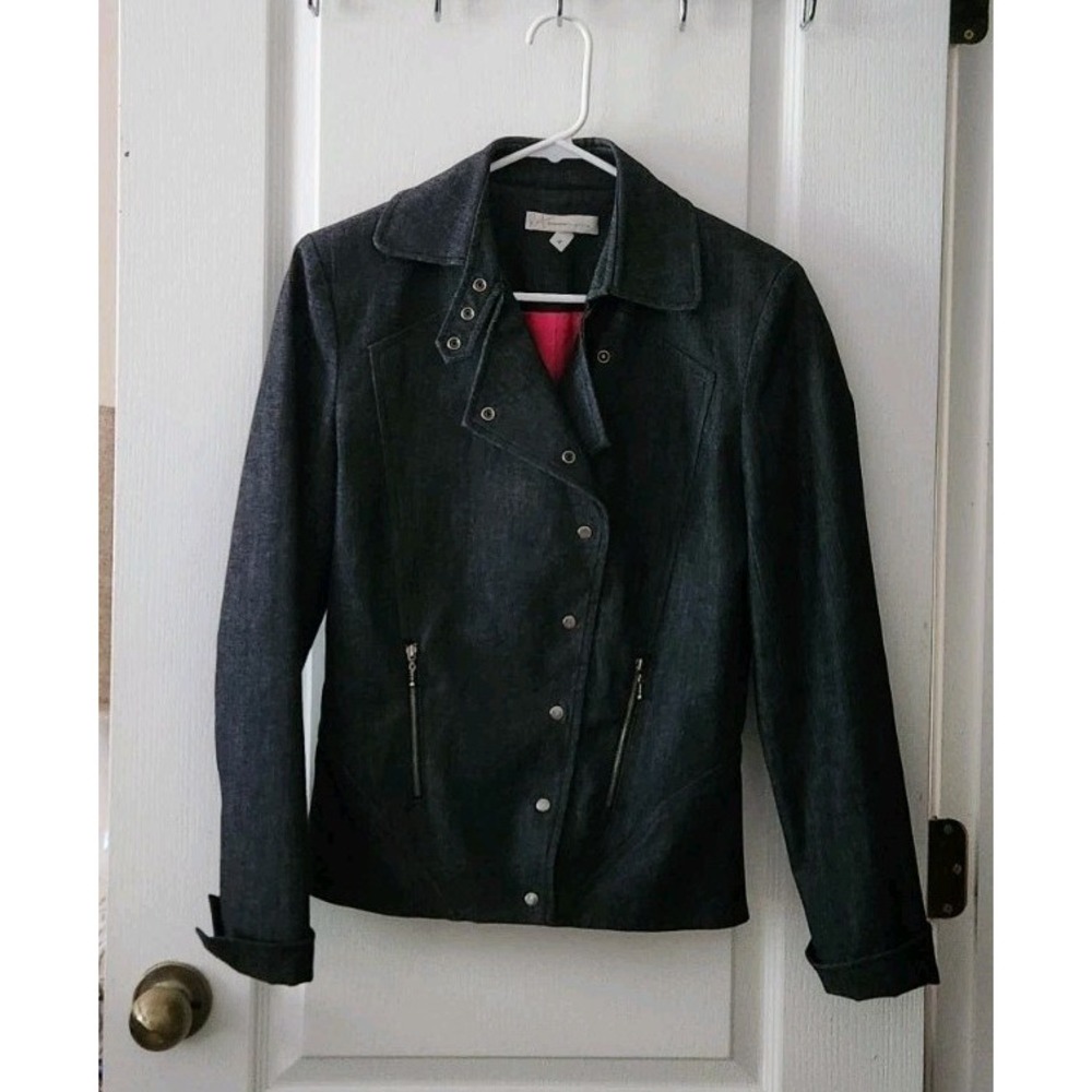 Renfrew Collection Womens Denim Coat Jacket Motorcycle Style Made In USA Size 4